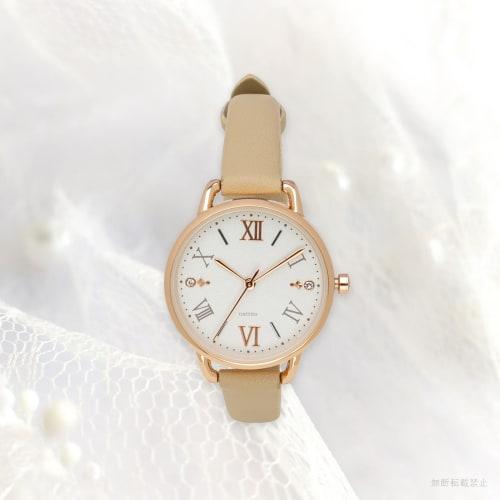 Fieldwork Women's Analog Watch with Leather Strap and Stone Dial, Elegant Beige, Lassie Style, JN010-2