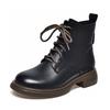 Rundkopf Martin Stiefel Damen Flachboden Kurzstiefel erste Schicht Rindsleder Schnürschuhe lässige Damenstiefel Bikerstiefel Lederstiefel