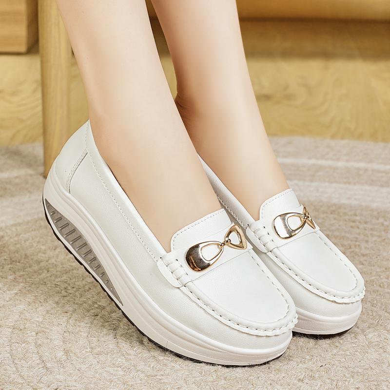 

Women s Grey Loafers Height Increase White Leather Platform Casual Thick Sole Elevator Shake Shoes EU:40 белый