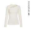 ELLASSAY Women's Merino Wool Cut-out Slim-Fit Knit Sweater