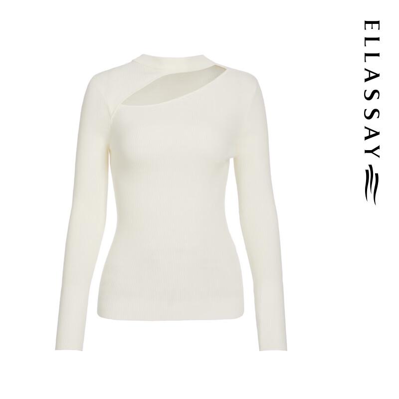 ELLASSAY Women's Merino Wool Cut-out Slim-Fit Knit Sweater