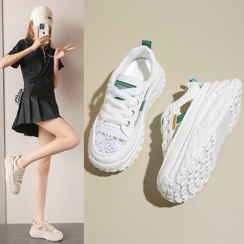 

New Perforated Breathable Dad Shoes Casual Shoes and Women s Thick-soled Running Shoes 35