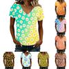Women Casual V Neck Short Sleeve Floral Print T Shirt Lightweight Soft Fabric Summer Top for Everyday Wear