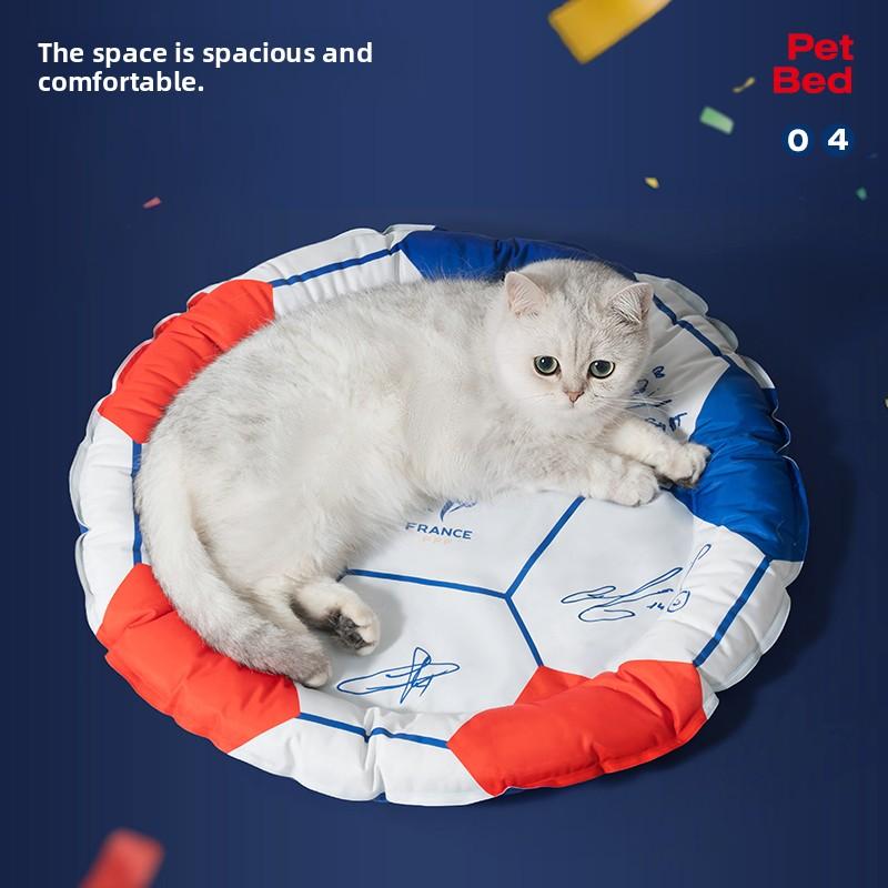 Runde Sommer-Hunde-Kühlmatte Fußballstar Unterschriebene Hunde-Katzen-Eismatte Welpen-Schlafmatte Kätzchen-Kissen Sofamatte Haustierbedarf