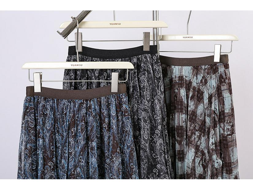 Fei Yuan Elegant High Waist Retro Paisley Mesh Midi Skirt for Women - Early Spring Collection