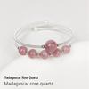 Natural Aquamarine & White Moonstone Women's Open Bangle Bracelet