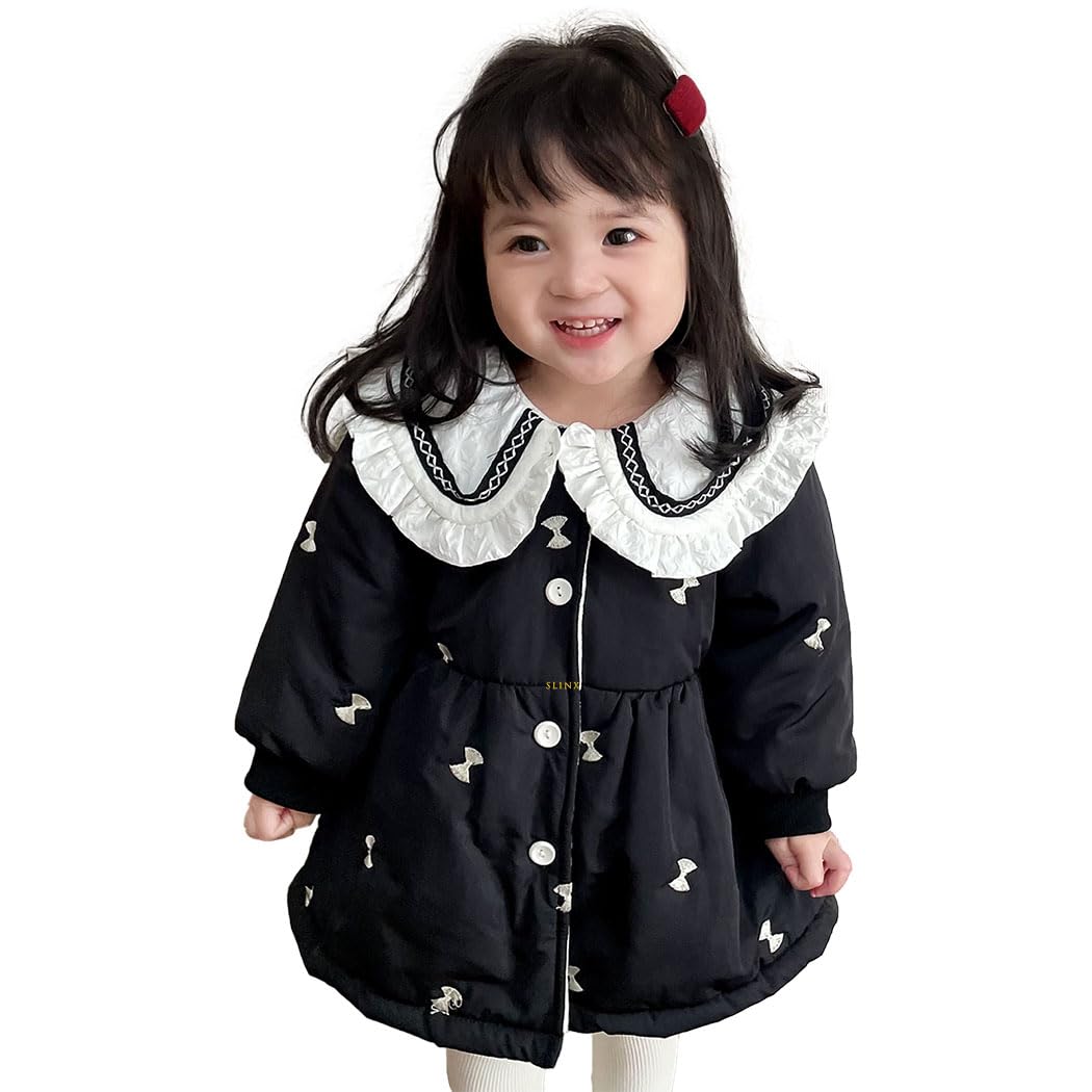 

Girls Long Fleece Kids Baby Princess Korean Graduation Everyday Cold DQZ01 [SLINX] Dress, Sleeve, Thick, Lining, Padding, Ribbon, Baby, Children s чёрный