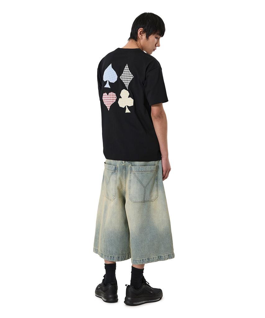 Opeunyadeu(Owai) Check Trump Patch Tee - Black