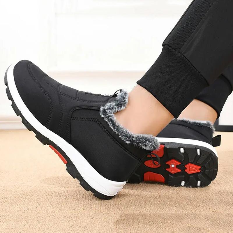 Simple Winter Warm Plus Velvet Casual Shoes Slip-on Comfortable Cold-proof Men Snow Boots Non-slip Outdoor Walking Cotton Shoes
