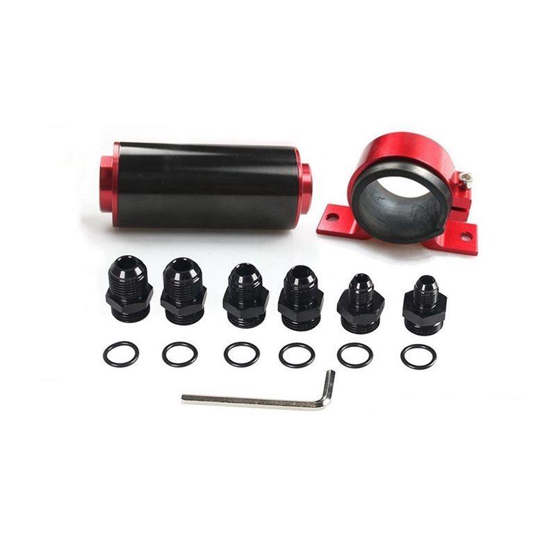 

Aluminum Fuel Filter 50MM 100 Micron High Flow With AN6 AN8 AN10 Adapter Fits, Mounting Bracket, Wrench Included
