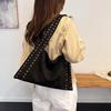 Retro Suede Rivet Shoulder Bags PU Leather Work Purses Large Tote Handbag Slouchy Locomotive for Women Travel Winter Fall