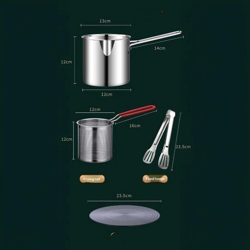 Stainless Steel Deep Fryer With Frying Basket Multifunctional Small Kitchen Pot For Frying Chicken And Other Cooking Tools