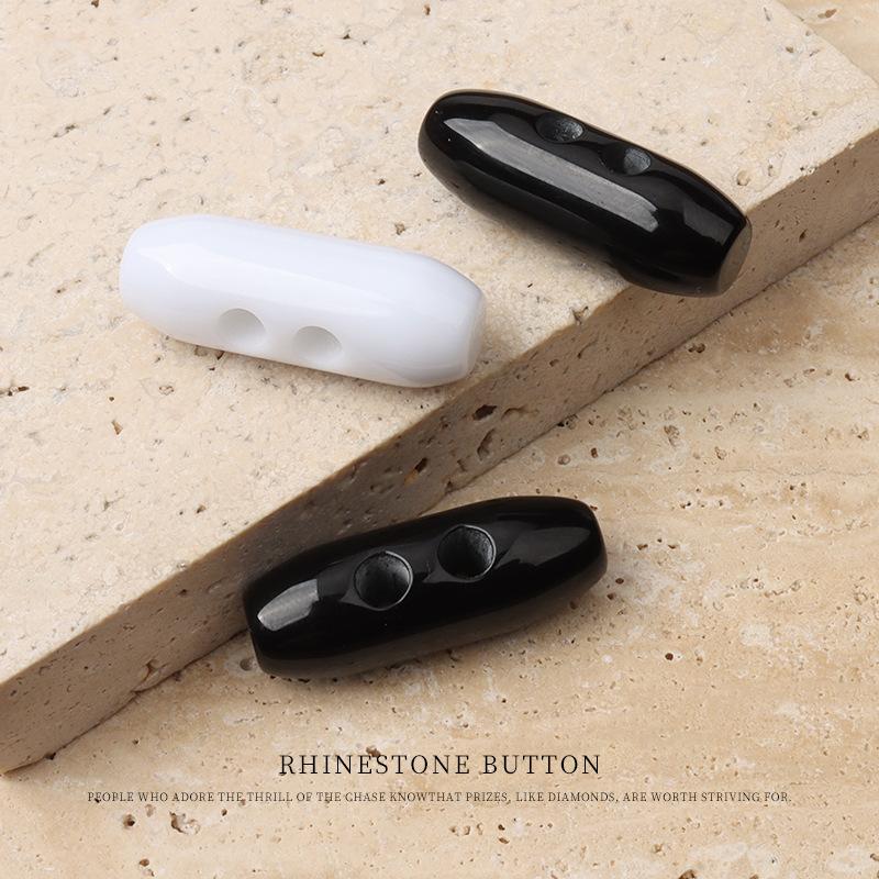 Black And White Resin Olive Buckle Coat Trench Coat Pair Buckle Down Jacket Cotton Jacket Horn Buckle Button