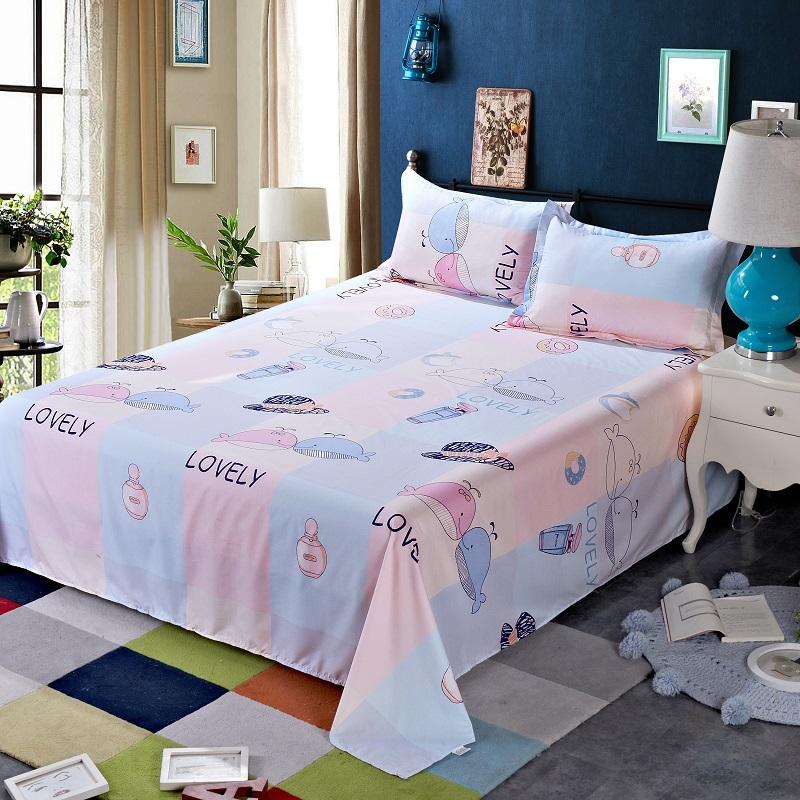 New Flat Sheets Queen Size Printed Bed Sheet Simple Mattress Cover Bedding Adult Student Bedroom Four Seasons Bedspread Hot Sale