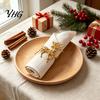 Christmas Table Settings Deer Napkin Ring, Faceted Metal Elk Holder, Reusable Daily Home Dining Accessories Ring for Xmas Holiday Wedding Receptions