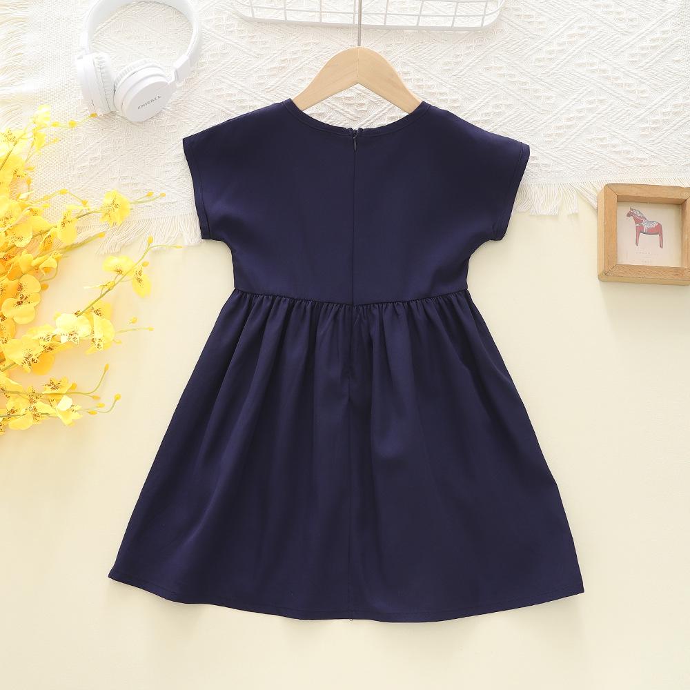 Korean Style Embroidered Girls' Summer Skirt Dress - Cute, Casual, Short-Sleeved Children's Clothing