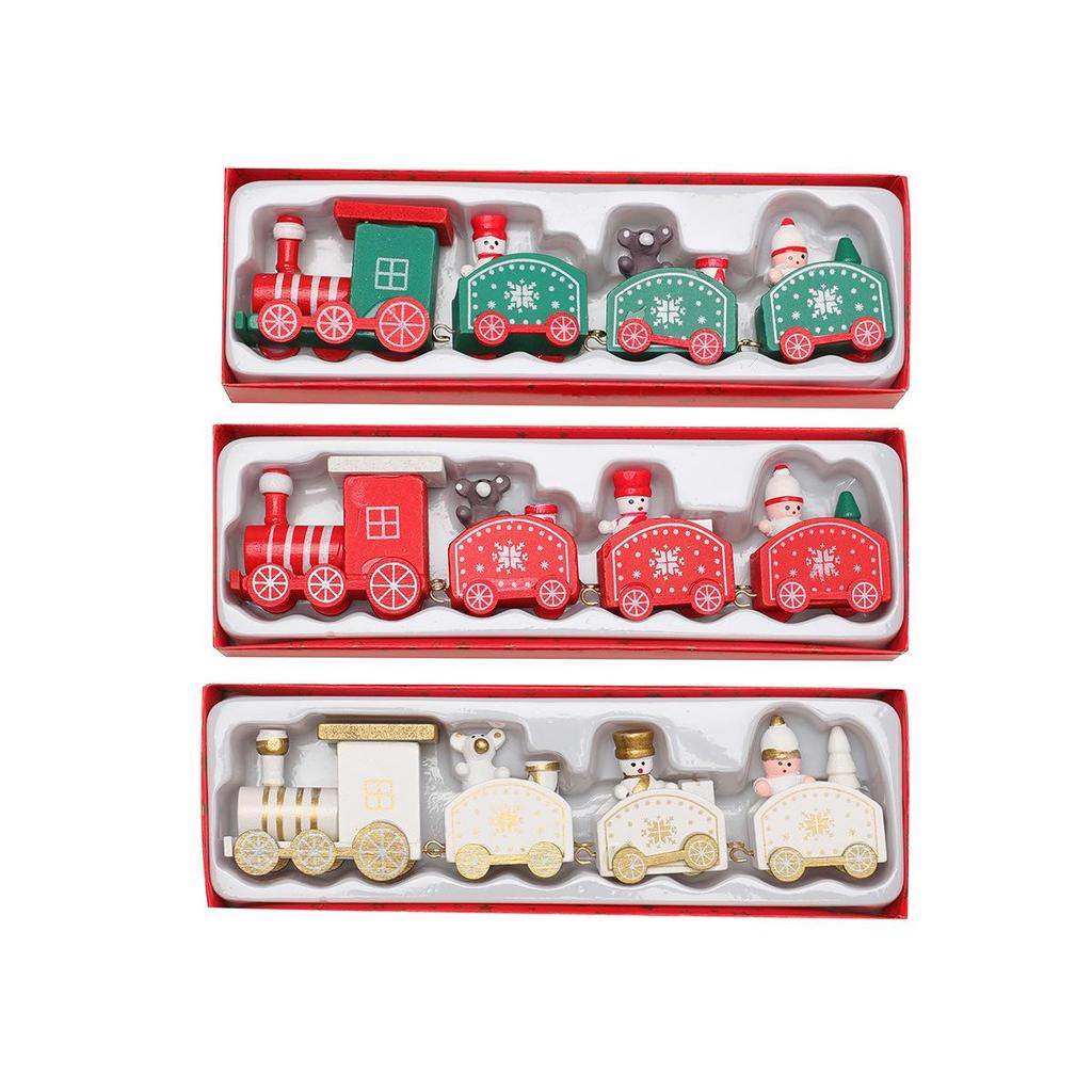 Wooden Christmas Train Ornament Gift Set