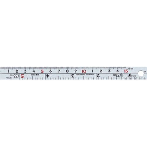 Shinwa Sokutei 13202 Silver Ruler with Dual Graduations, Left Base, 15cm