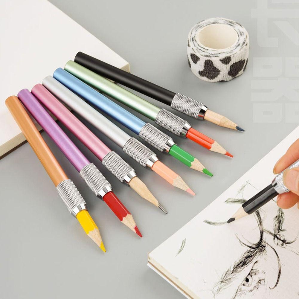 Extensor de Lápis Metálico Ajustável Comprimento do Lápis por Extensor de Lápis Desenho Escrita Esboço