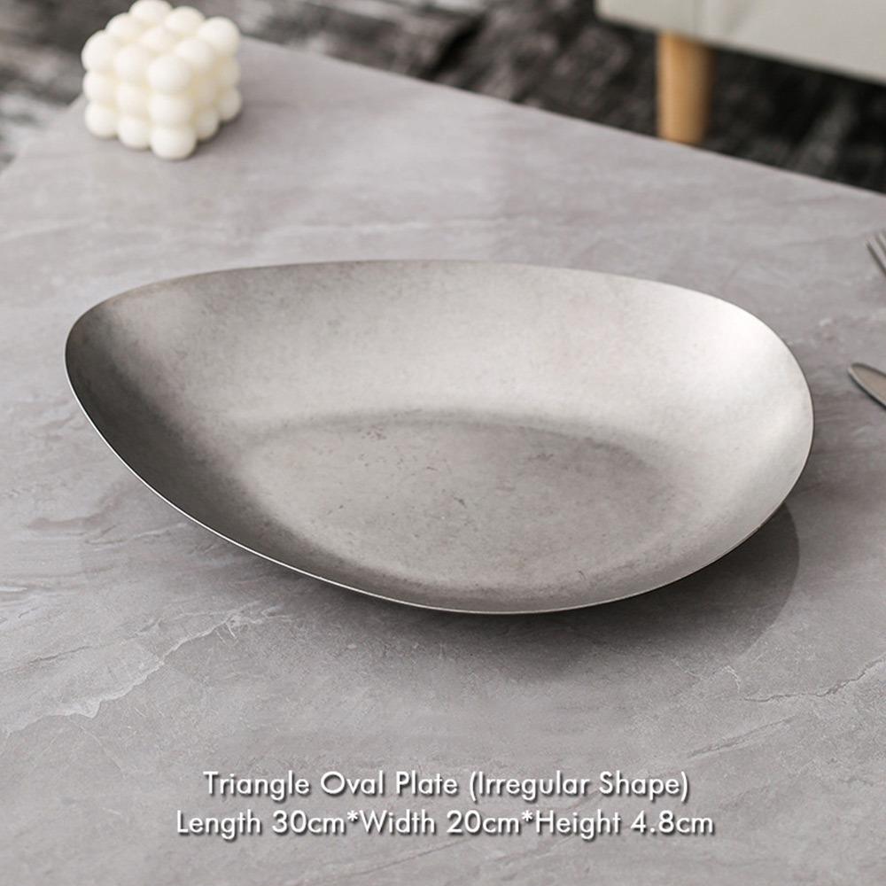 Plato de Cena Multifuncional de Metal Vintage Vajilla Irregular para Huesos Platos Retro para Comida Uso para Cenar