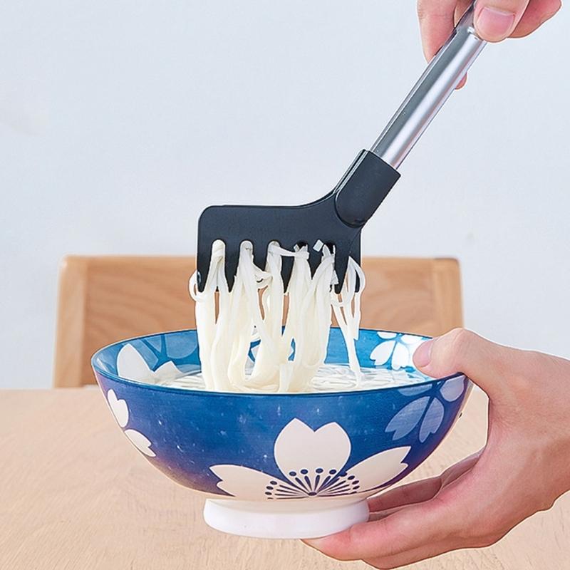 Nylon Tipped Kitchen Tongs Long Handle Salad Clip Nonslip Pastas Claw For Serving Noodles Vegetables And Grilling