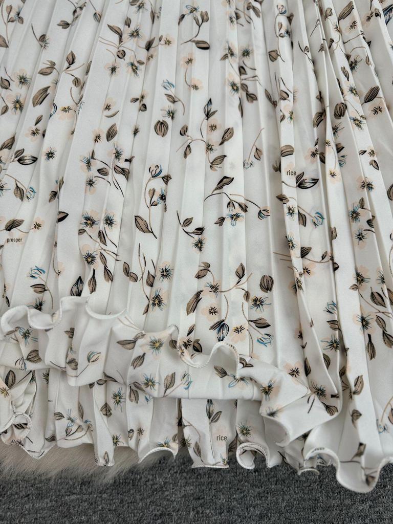 European & South African Cross-border 3D Floral Pleated A-line Midi Skirt for Women