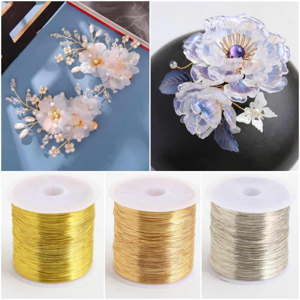 100m/rotolo Colore Placcato Oro Conservazione Lega Filo di Rame DIY 0,3mm 0,4mm Filo per Creazione Gioielli Artigianato Fatto a Mano Fermaglio per Capelli Retro