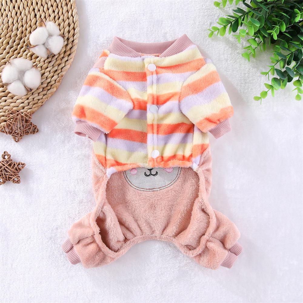 Pet Warmth Flannel Four-Legged Autumn/Winter Leashable Outfit for Dogs & Cats