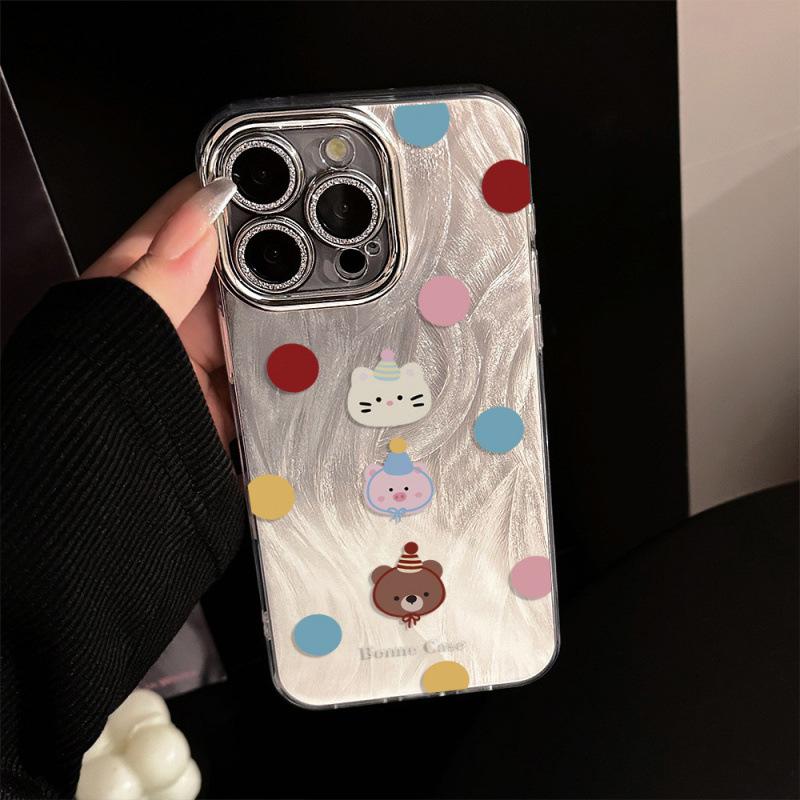 Animal Color Dots for IPhone 16 Mobile Phones 15 Cases 14 Protection for IPhone 13 Sets 12 Silicone Full Cover 11pr
