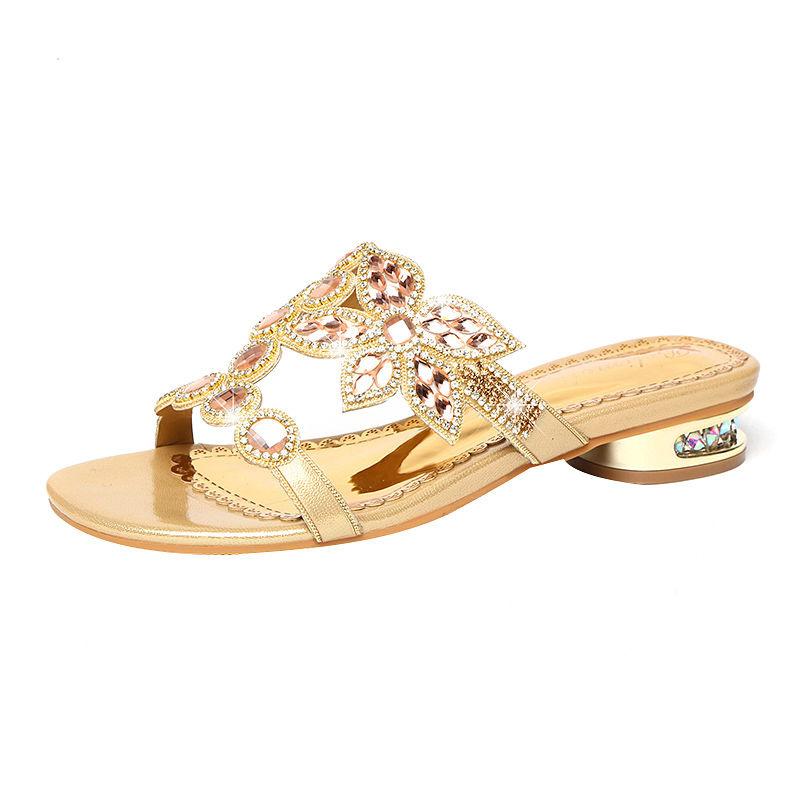 

2024 Лето Сексуальный Роскошный Дизайн Женские Босоножки Стразы Модные Квадратные Каблуки с Кристаллами Римские Банкетные Туфли Для Вечеринки 35(Foot22.5cm) шампанского