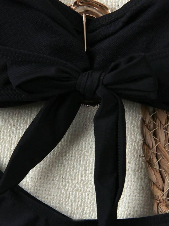 A18 Sexy European & American Solid Color Bandeau Bikini Set