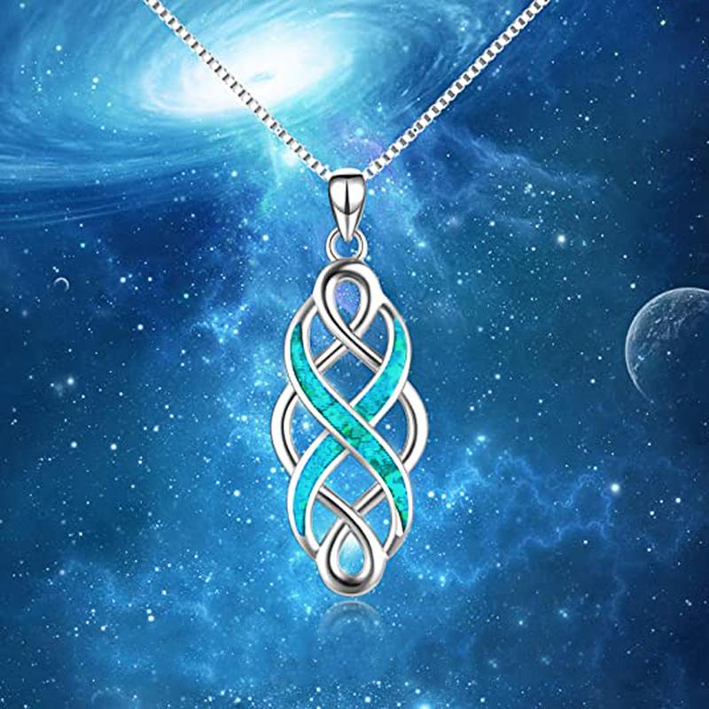 Huitan Twist Design Finger Eight Shape Women's Pendant Necklace Silver Color Box Chain Green Enamel Fancy Necklace Party Jewelry