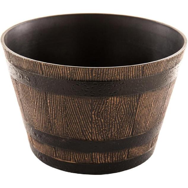 Happyyami Wine Barrel Planter Resin Flower Pot Barrel Planter Garden Whiskey Barrel Planter Pot Boxes Container Outdoor Indoor Flower Pot with Hole