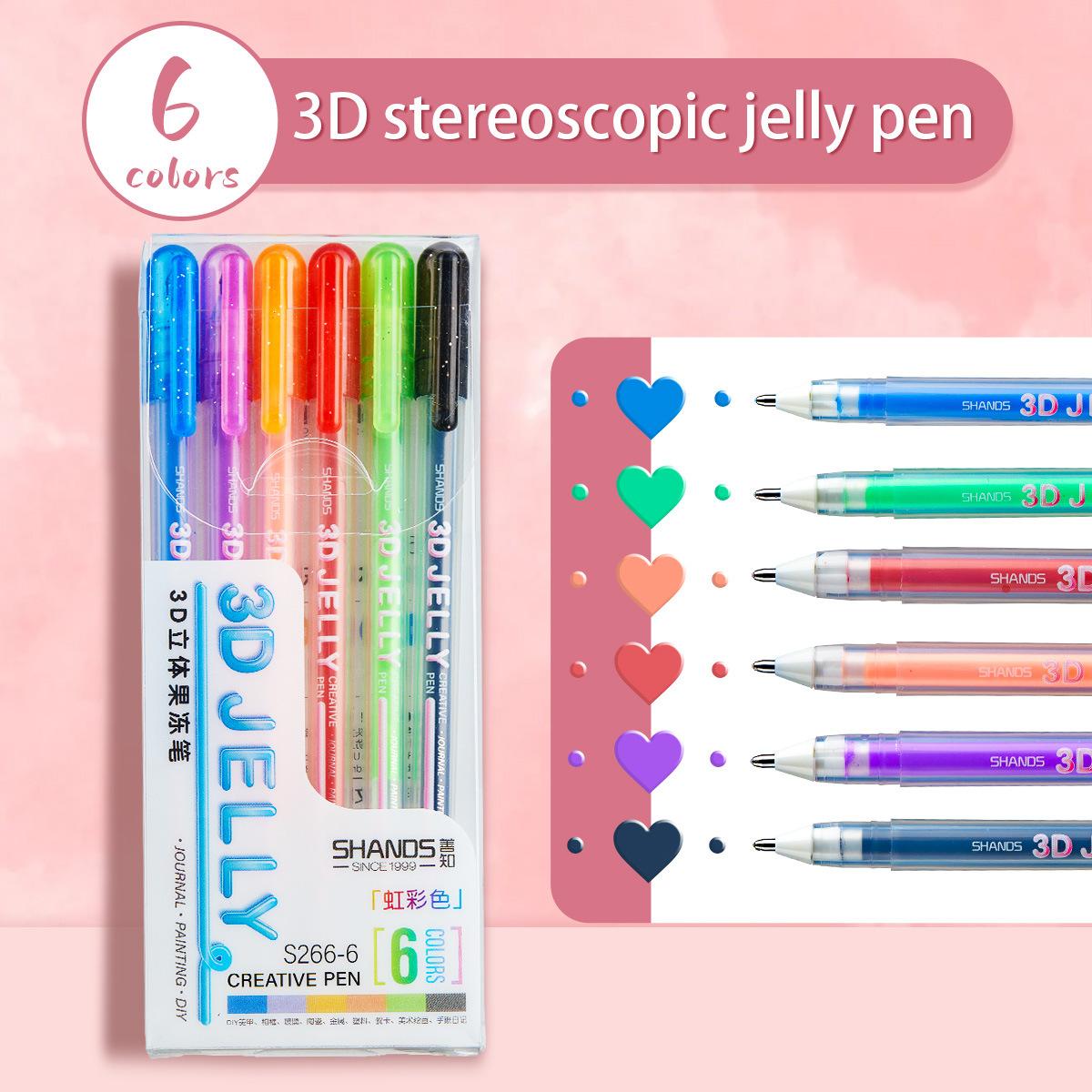 

6/12 Pcs 3D Jelly Pen Roll Gel Pens Highlighter Pen Set For Coloring Books Colored Fine Point Markers Art Stationery Supplies