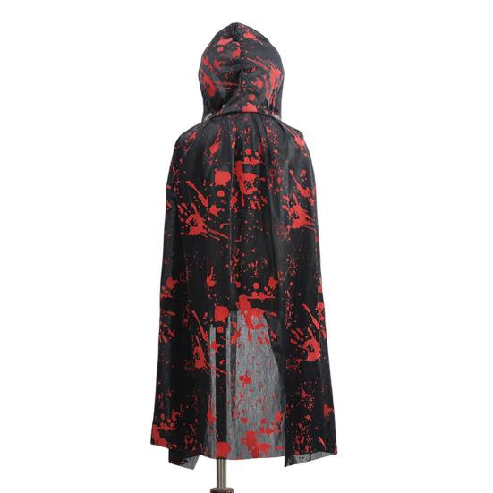 Halloween Cloak Long Hooded Cape with Blood Spider Web Print for Kids Adults Halloween Party Dress Up Accessory for Performance Cosplay Masquerade