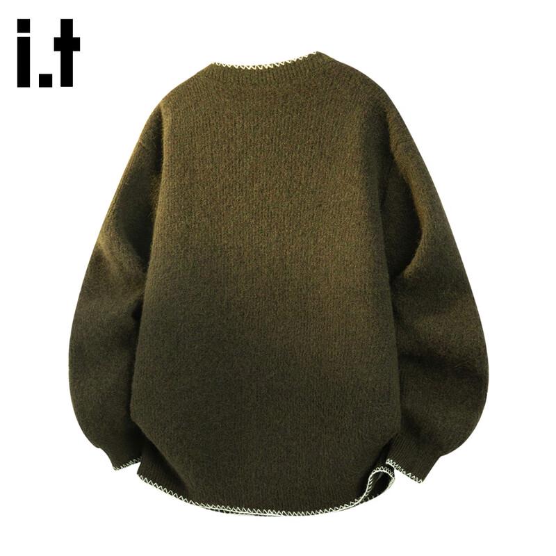 CHOCOOLATEit Unisex Japanese Style Loose Fit Henley Wool Blend Knit Sweater