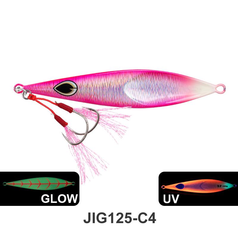 TEASER Fishing J125 Fishing Accessories Bait Saltwater 80g 100g 150g Luminous Vertical Slow Pitch Lead Fishing Lure Metal Jigs