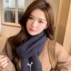 Chocolate color autumn and winter versatile monochrome warm wool knitted wool scarf scarf female student gift