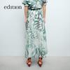 Edition 2025 Spring Resort Ink Print Linen Blend Long Skirt