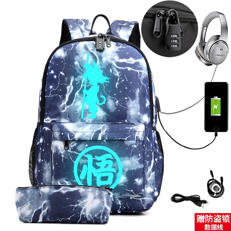 Usb Large Capacity Leisure Travel Backpack Animation Printing Luminous Schoolbag Student Pencil Case