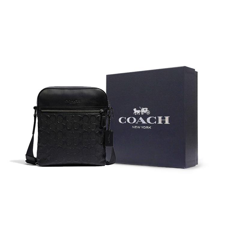 COACH Houston Cow Leather Shoulder Bag, Crossbody Bag Small Men's Black 4009-QBBK