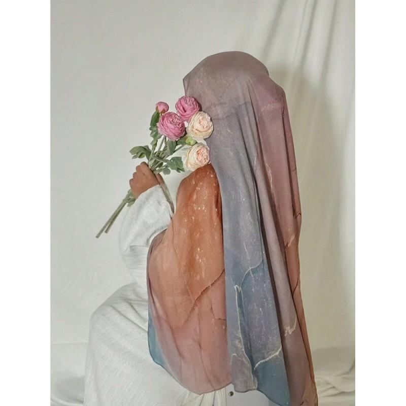 Womens Bohemian Style Watercolor Marble Print Modal Scarf Lightweight Wrap Shawl Beach Travel