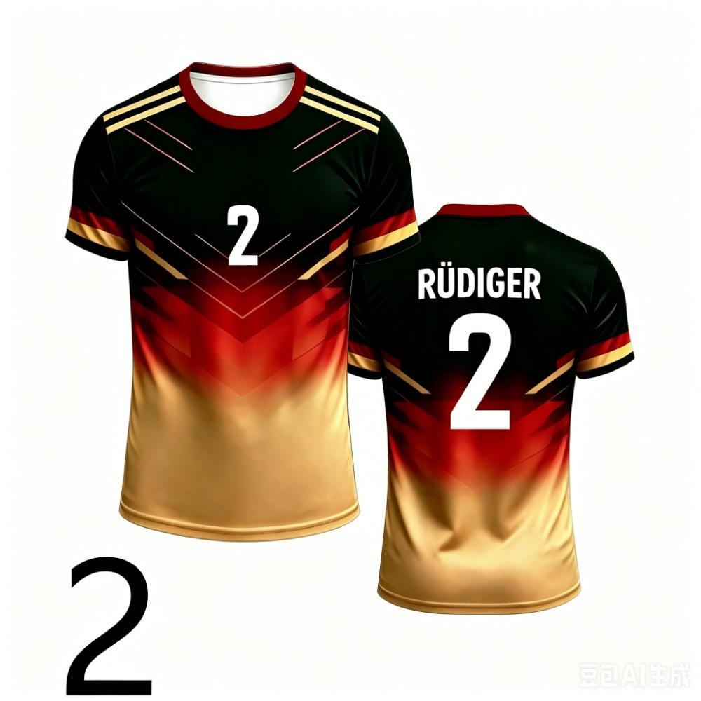 Germany 17 Quick Dry Gradient Soccer Jersey Black Gold Red Football Tee National Team Fans Short Sleeve Training Uniform