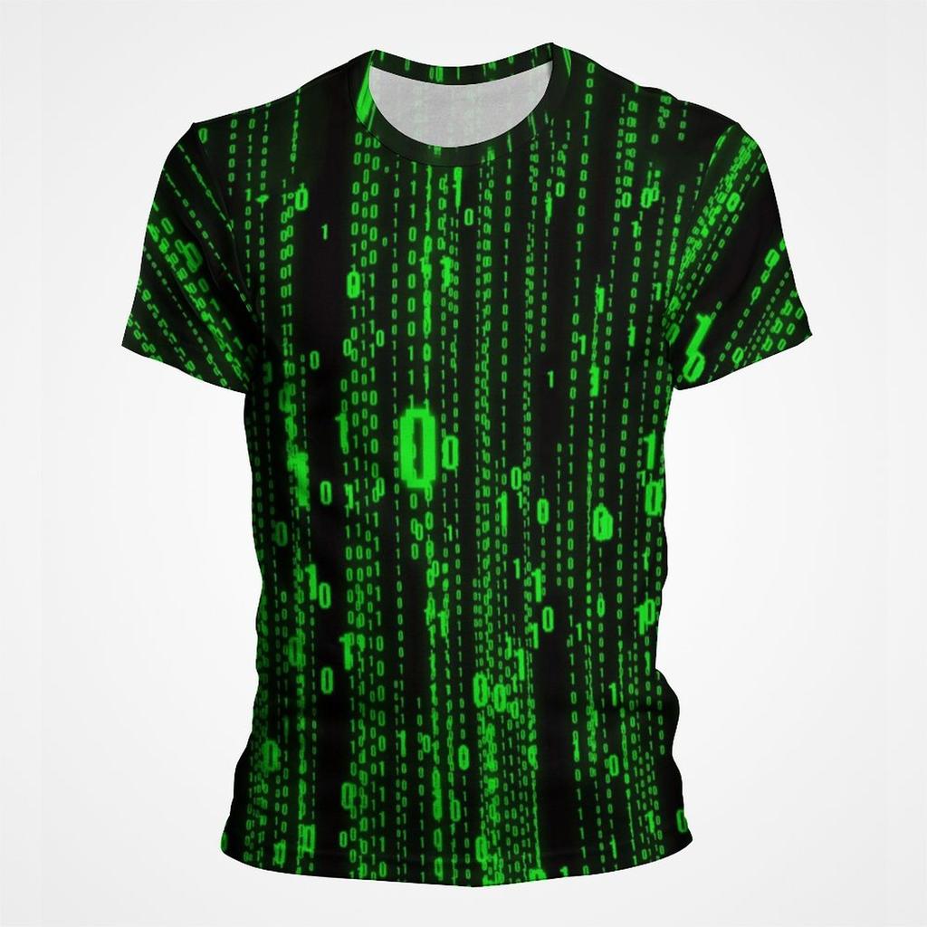 Fashion 3D Printed Green Matrix Code T Shirt For Men Trend Personality Graphic T Shirts Programmer Streetwear Oversized T Shirt Tops