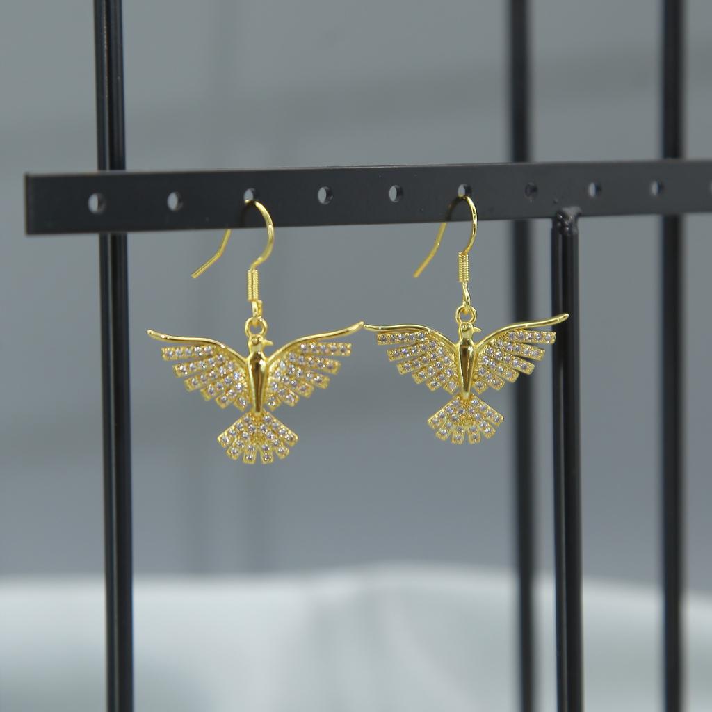 Titanium Steel Full Diamond Phoenix Wing Spread Necklace Women'S Light Luxury Simple Personality Versatile Collarbone Chain Jewelry