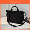 Chic Mid-size Canvas Tote Bag For Women 2024 Spring Street Style Black Blue Beige