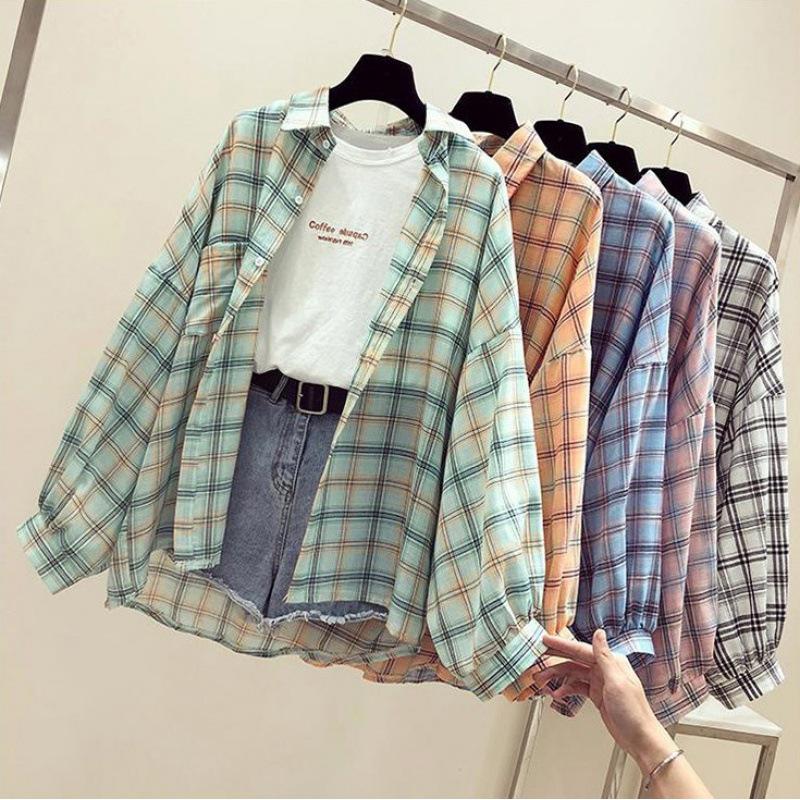 Women's Spring 2023 Korean-Style Sunscreen Plaid Shirt - Fashionable Net Red Fairy Jacket