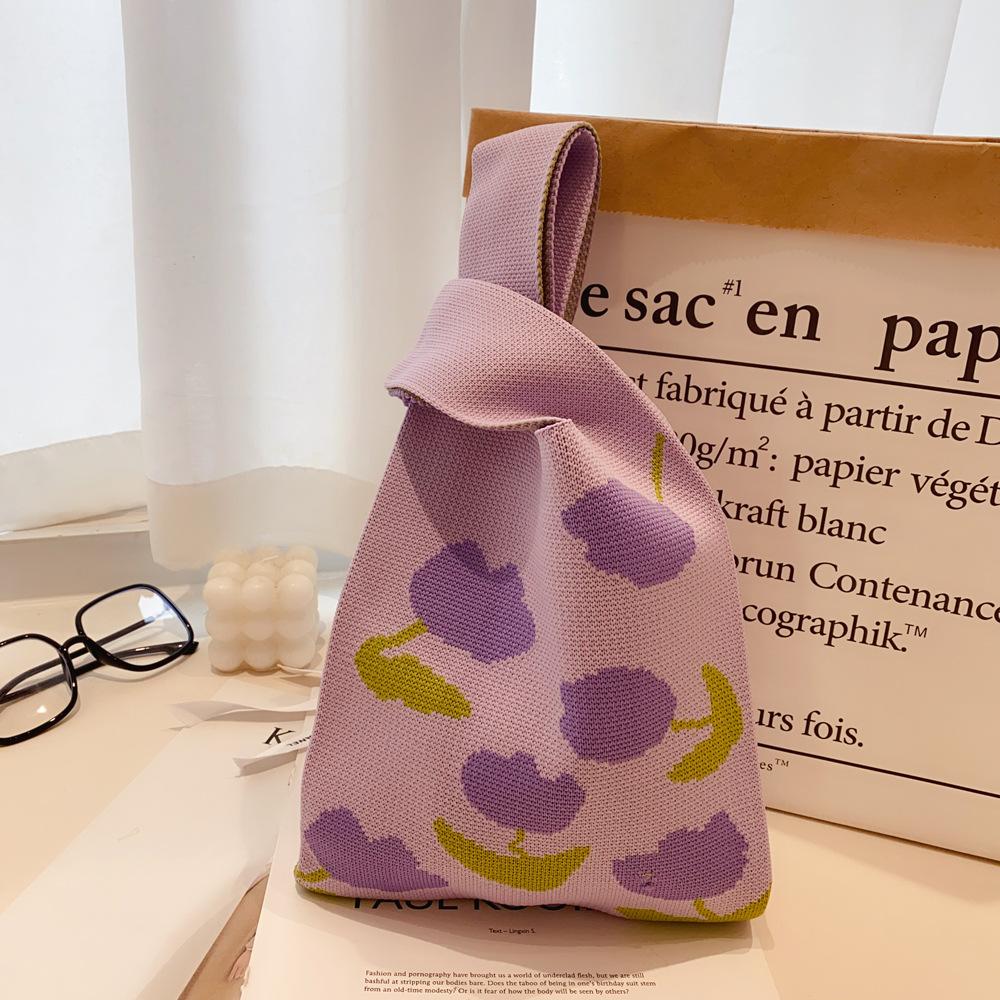 Large Capacity Knitted Bag Women'S Knitted Handbag Tote Bag Portable Storage For Outdoor Use Soft Woven Versatile And Cute Bag