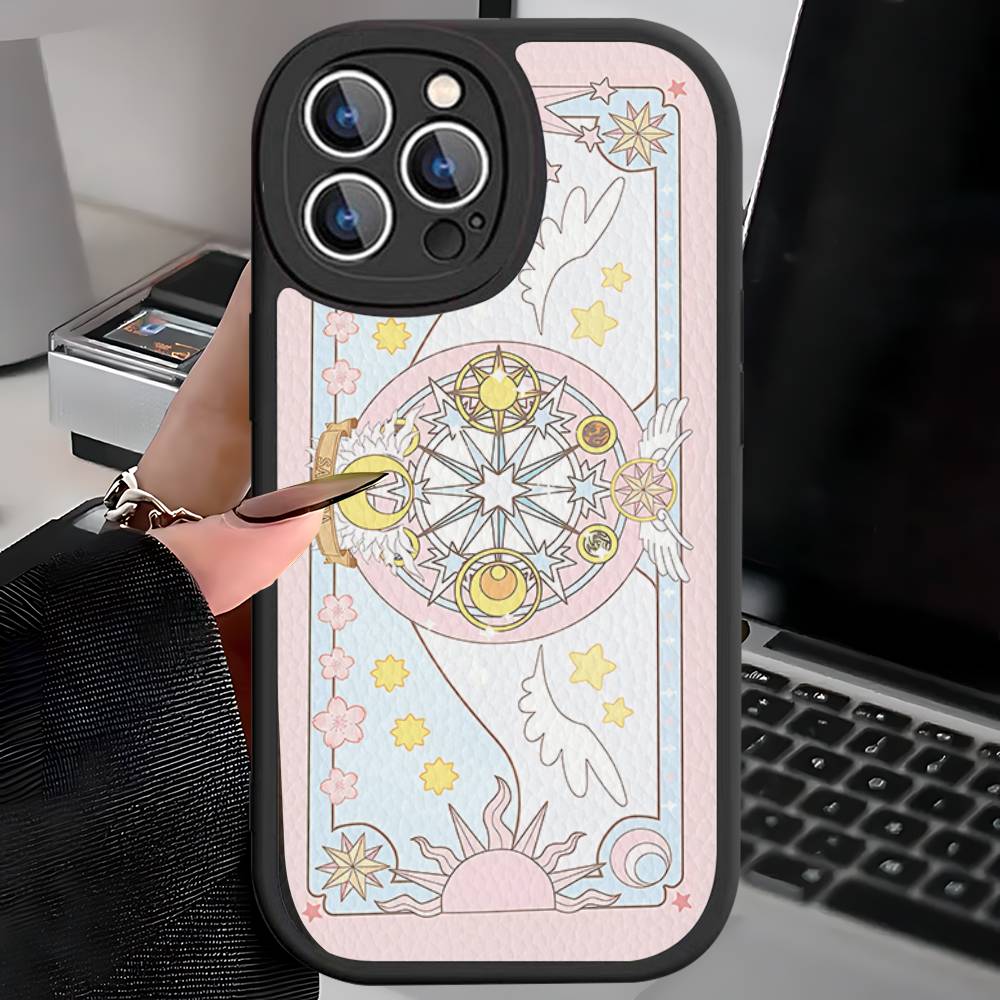 C-Cardcaptor Sakura Phone Case for iPhone 16 15 14 11 12 13 Pro Max Plus Back Leather Shell
