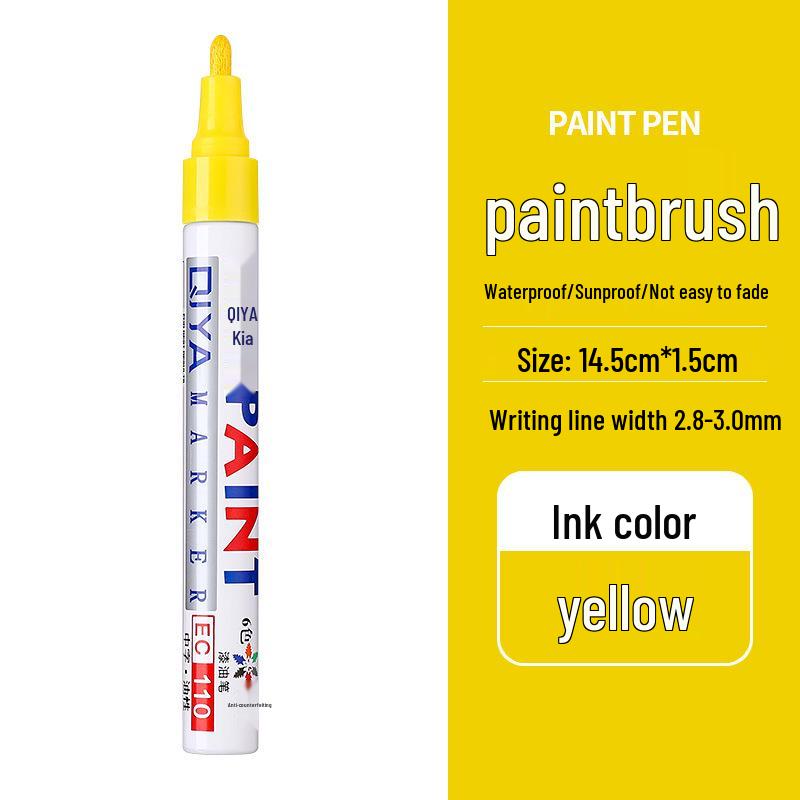 Водонепроницаемый Быстросохнущий Белый Масляный Маркер-Краска по Металлу для Подкрашивания Стали и Шин жёлтый